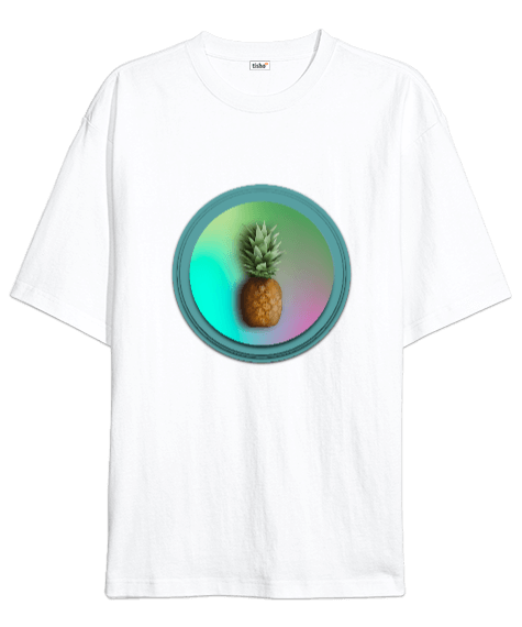 Tisho - pineapple Beyaz Oversize Unisex Tişört