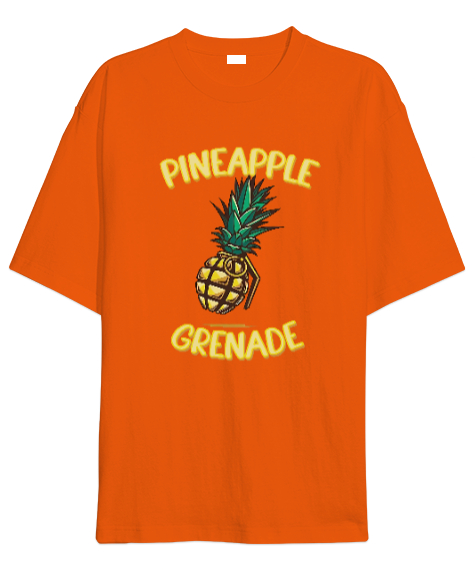 Tisho - Pineapple Grenade Turuncu Oversize Unisex Tişört