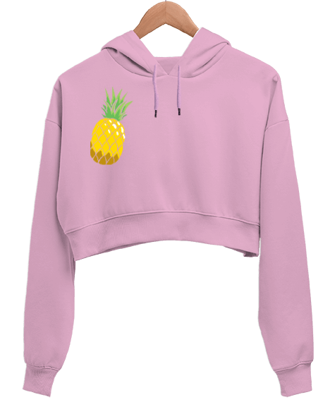 Tisho - Pineapple Kadın Crop Hoodie Kapüşonlu Sweatshirt