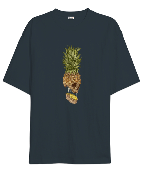 Tisho - Pineapple skull Füme Oversize Unisex Tişört