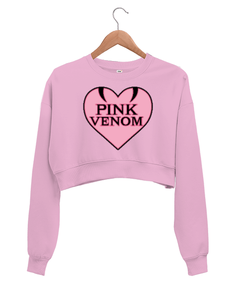 Tisho - Pink Venom Blackpink Kadın Crop Sweatshirt