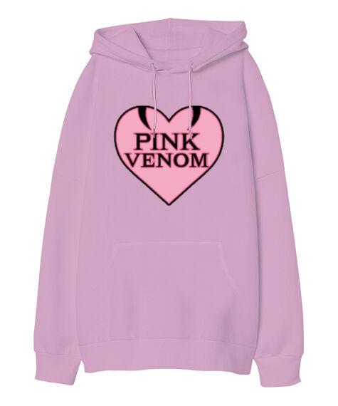 Tisho - Pink Venom Blackpink Pembe Oversize Unisex Kapüşonlu Sweatshirt