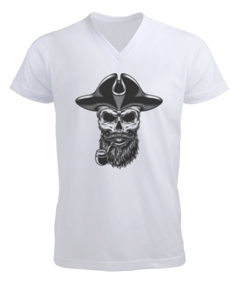 Tisho - Pirate with Pipe V yaka Erkek Kısa Kol V Yaka Tişört