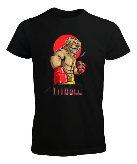 Tisho - Pitbull kick boxing Siyah Erkek Tişört