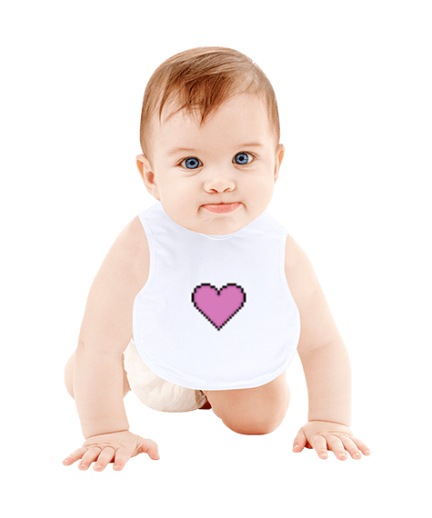 Tisho - pixel art kalp Bebek Mama Önlüğü