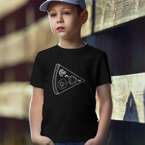 Pizza Baskılı Erkek Çocuk Kısa Kol Tişört - Tekli Kombin - Thumbnail