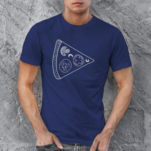 Pizza Baskılı Erkek Kısa Kol Tişört - Tekli Kombin - Thumbnail