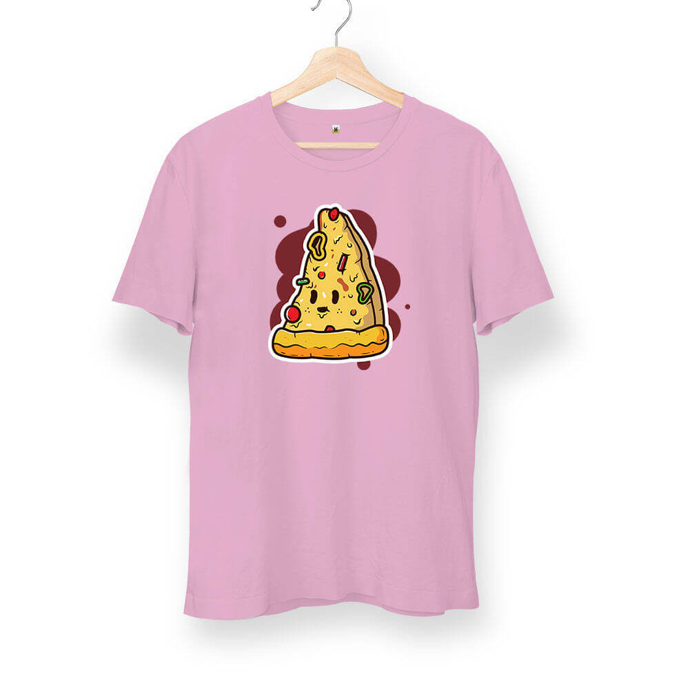 Tisho - Pizza Baskılı Unisex Kısa Kol Siyah Tişört