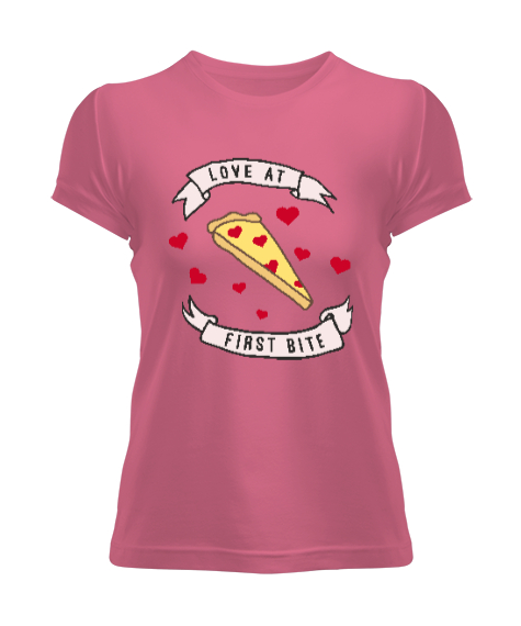 Tisho - Pizza Love Pembe Kadın Tişört