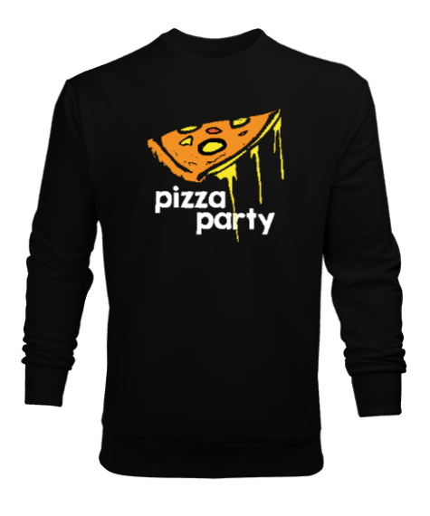 Tisho - Pizza Party - Pizza Dilimi Siyah Erkek Sweatshirt