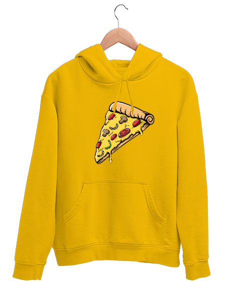 Tisho - pizza Sarı Unisex Kapşonlu Sweatshirt