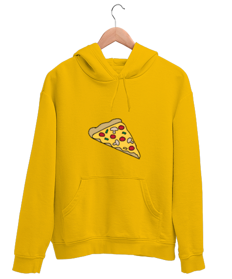 Tisho - pizza Sarı Unisex Kapşonlu Sweatshirt