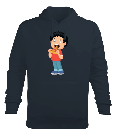 Tisho - pizza yiyen çocuk Erkek Kapüşonlu Hoodie Sweatshirt