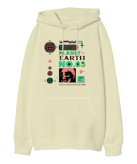 Tisho - Planet Earth Oversize Unisex Kapüşonlu Sweatshirt
