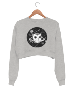 Tisho - planetcat02 Kadın Crop Sweatshirt