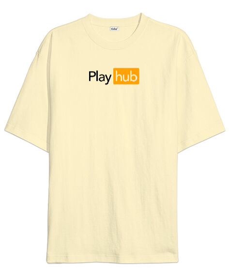 Tisho - Play Hub Krem Oversize Unisex Tişört