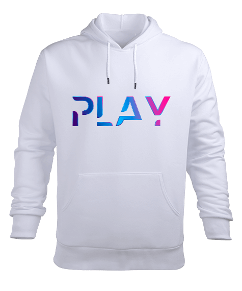 Tisho - Play Yazılı Şık Tasarımlı Erkek Kapüşonlu Hoodie Sweatshirt