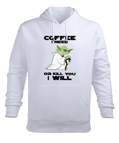 Tisho - PLUS - YODA SS Beyaz Erkek Kapüşonlu Hoodie Sweatshirt