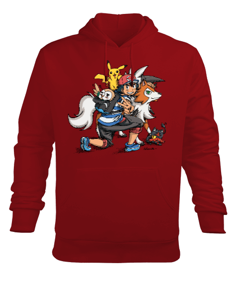 Tisho - Pokemon Tasarımlı Erkek Kapüşonlu Hoodie Sweatshirt