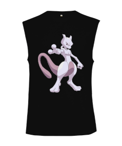 Tisho - Pokemon White Mewtwo Baskılı Kesik Kol Unisex Tişört