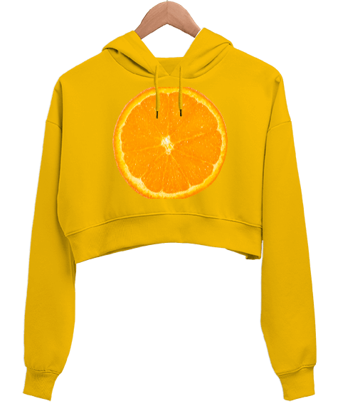 Tisho - portakal dilimli Kadın Crop Hoodie Kapüşonlu Sweatshirt
