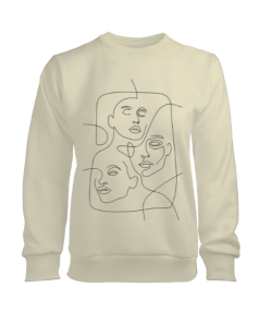 Tisho - Portre Tasarımlı Krem Renkli Sweatshirt Kadın Sweatshirt