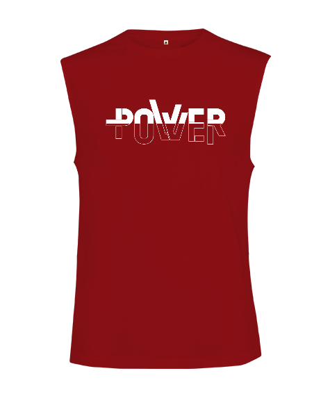 Tisho - Power - Güç Kırmızı Kesik Kol Unisex Tişört