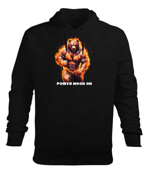 Tisho - Power mood on Siyah Erkek Kapüşonlu Hoodie Sweatshirt