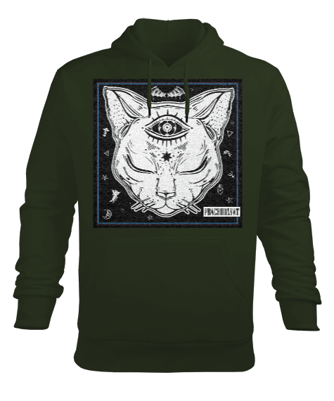 Tisho - Prachodayat Cat Kedi Tasarım Baskılı Erkek Kapüşonlu Hoodie Sweatshirt