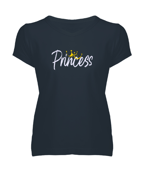 Tisho - Prenses - Princess Füme Kadın V Yaka Tişört