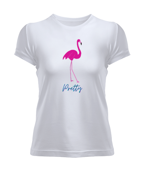 Tisho - Pretty Pelikan Desenli Kadın T-shirt Kadın Tişört