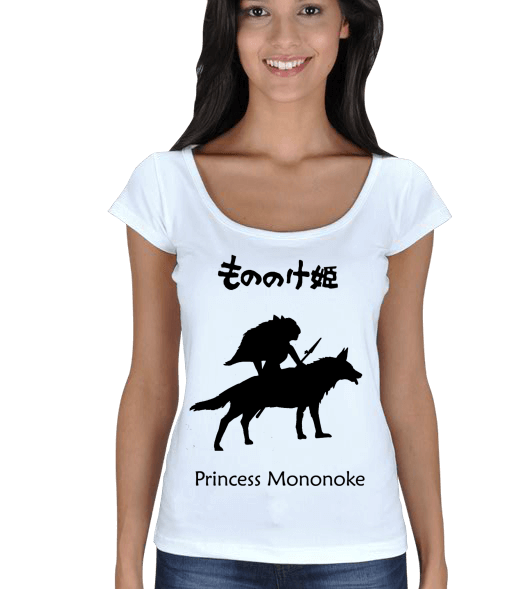 Tisho - Princess Mononoke Bayan Tişört Kadın Açık Yaka