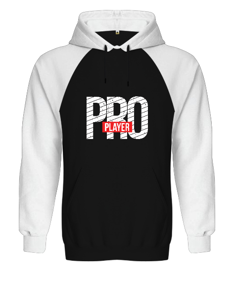 Tisho - Pro Player Gamer Edition Baskılı Siyah/Beyaz Orjinal Reglan Hoodie Unisex Sweatshirt
