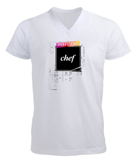 Tisho - Professional Chef Beyaz Erkek Kısa Kol V Yaka Tişört