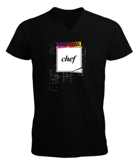 Tisho - Professional Chef Siyah Erkek Kısa Kol V Yaka Tişört