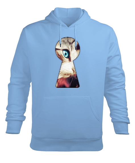 Tisho - Psychedelic Cat Erkek Kapüşonlu Hoodie Sweatshirt