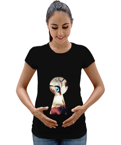 Tisho - Psychedelic Cat Kadın Hamile Tişört