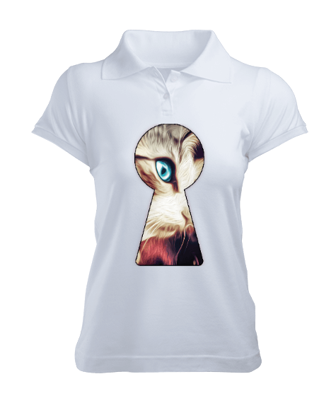Tisho - Psychedelic Cat Kadın Polo Yaka Tişört