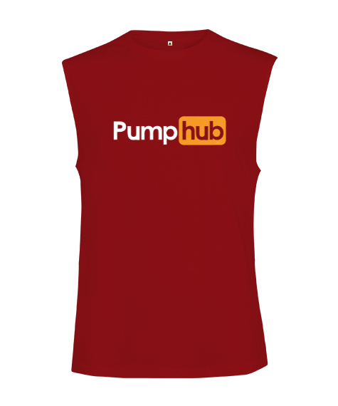 PumpHub Gym Workout Kırmızı Kesik Kol Unisex Tişört