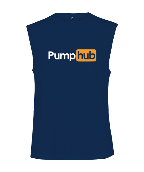 Tisho - PumpHub Gym Workout Lacivert Kesik Kol Unisex Tişört