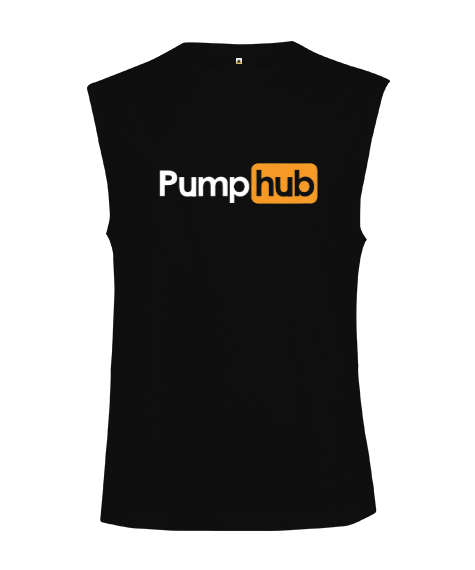 Tisho - PumpHub Gym Workout Siyah Kesik Kol Unisex Tişört