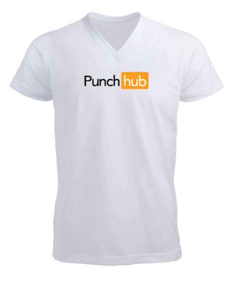 Tisho - Punch Hub Beyaz Erkek Kısa Kol V Yaka Tişört