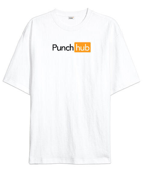 Tisho - Punch Hub Beyaz Oversize Unisex Tişört