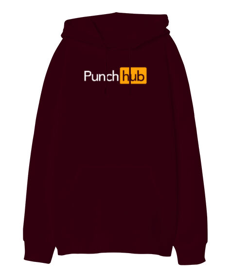 Tisho - Punch Hub Bordo Oversize Unisex Kapüşonlu Sweatshirt