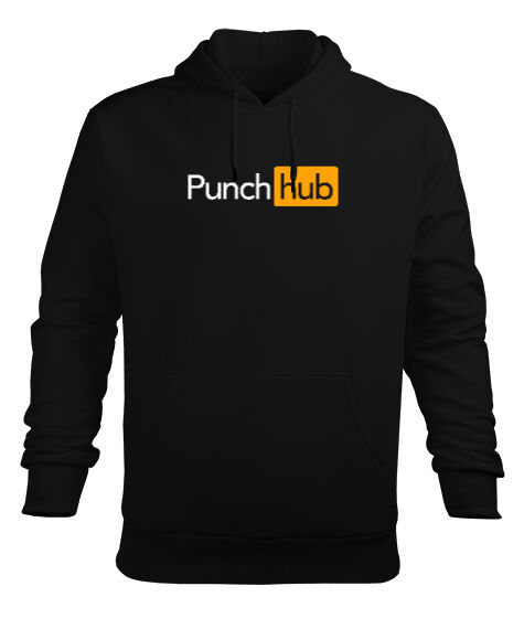 Tisho - Punch Hub Siyah Erkek Kapüşonlu Hoodie Sweatshirt