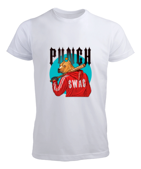 Tisho - Punch pitbul Beyaz Erkek Tişört