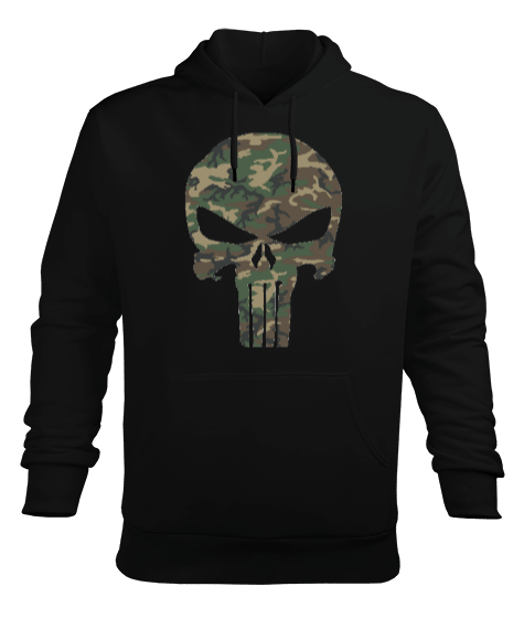 Tisho - PUNISHER WOODLAND KAMUFLAJ Erkek Kapüşonlu Hoodie Sweatshirt