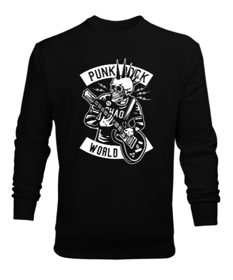 Tisho - Punk Rock Siyah Erkek Sweatshirt