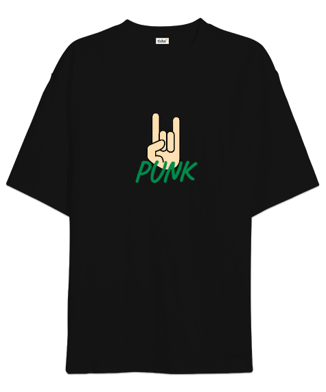 Tisho - Punk Rock Siyah Oversize Unisex Tişört