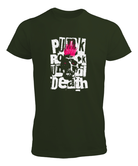 Tisho - Punk Rock Until Dead - Punk Rock Ölmez Haki Yeşili Erkek Tişört